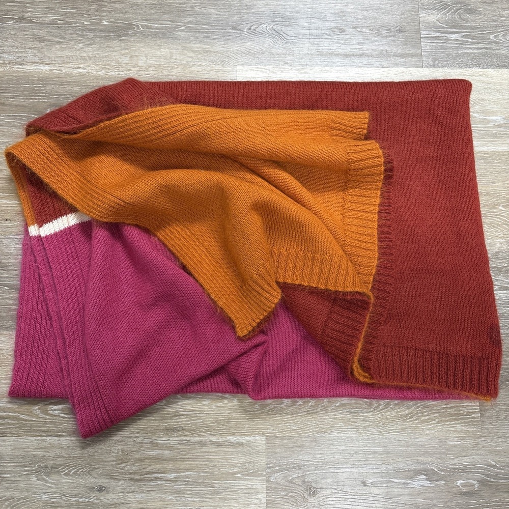 IKEA STRIB 50% Mohair Throw Blanket 80X60 Inch Knitted Red Pink Orange India